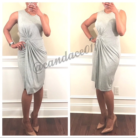 ⭐️5 STAR rated!⭐️Heather Grey Ruched Waist Midi - Picture 2 of 6